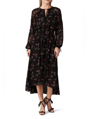 Great Jones~Black Floral High-Low Maxi Dress~Size 4~$300~